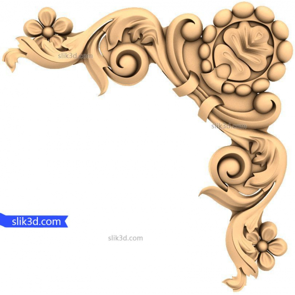 Floral Elegance Corner Ornament - 3D STL Model for CNC Floral Elegance Corner Ornament - 3D STL Model for CNC