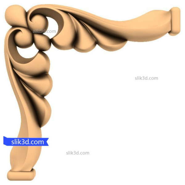 Elegant Scroll Corner 3D STL Model for CNC