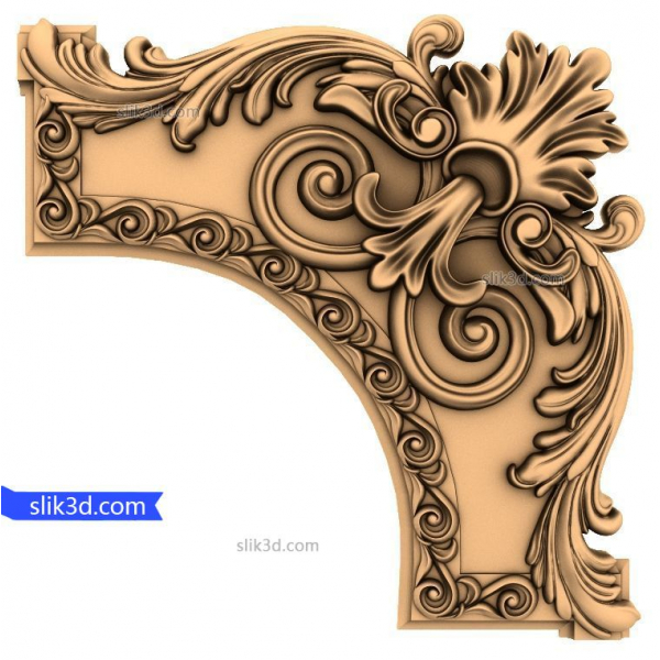 Baroque Elegance 3D Corner Decoration STL Model