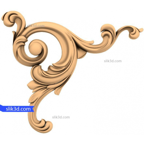 Elegant Curved Acanthus 3D Model for CNC