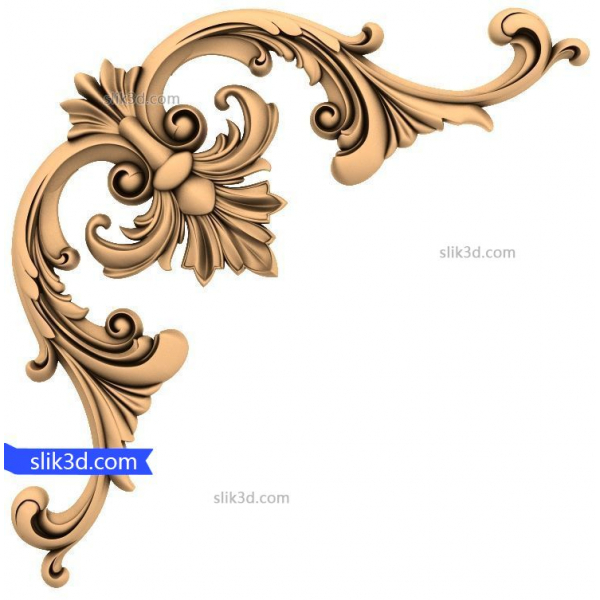 Baroque Elegance Corner Ornament STL Model for CNC