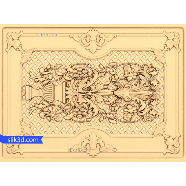 Barokní Flourish Panel - 3D STL model pro CNC