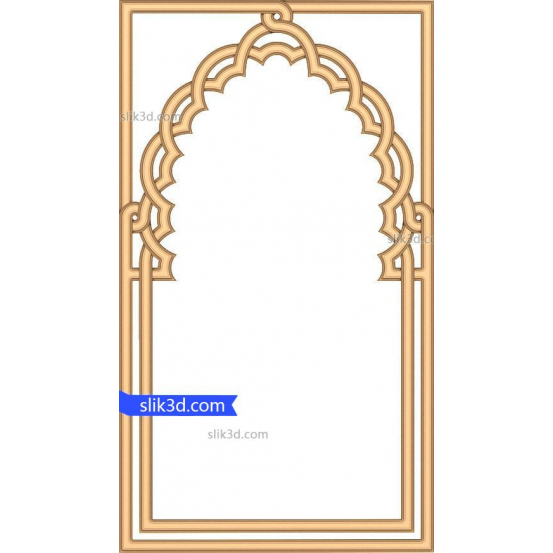 Oriental Archway Frame 3D STL Model for CNC and 3D Printing