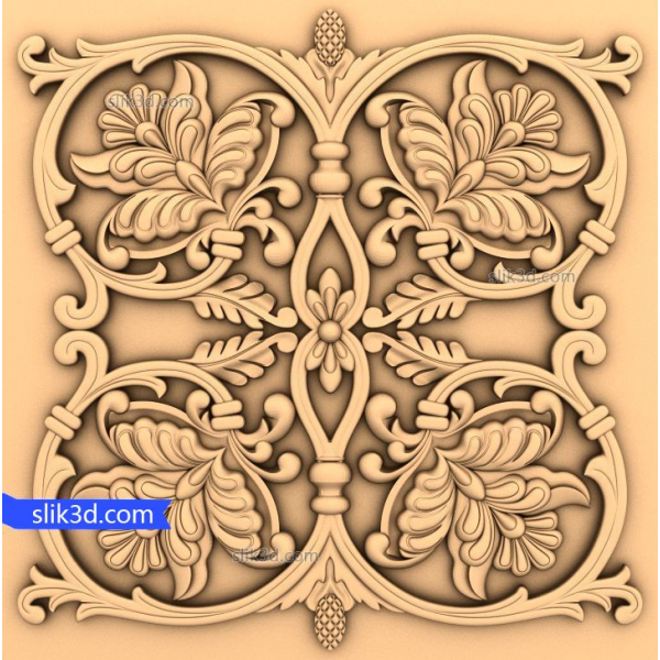 Floral Symphony Decorative 3D STL Model for CNC Carving