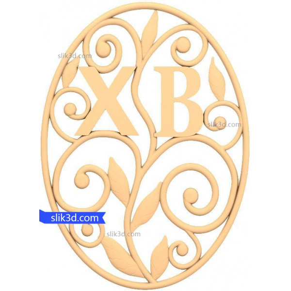 Lieldienu ola ar monogrammu 3D STL modelis CNC