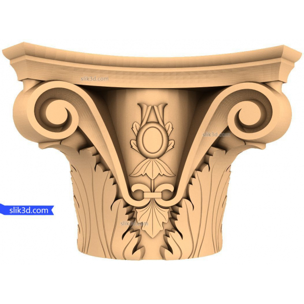 Elegant Corinthian Capital 3D STL Model for CNC