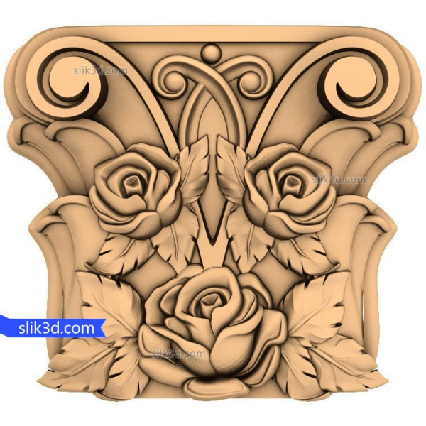 Elegant Floral Capital 3D STL for CNC Routers