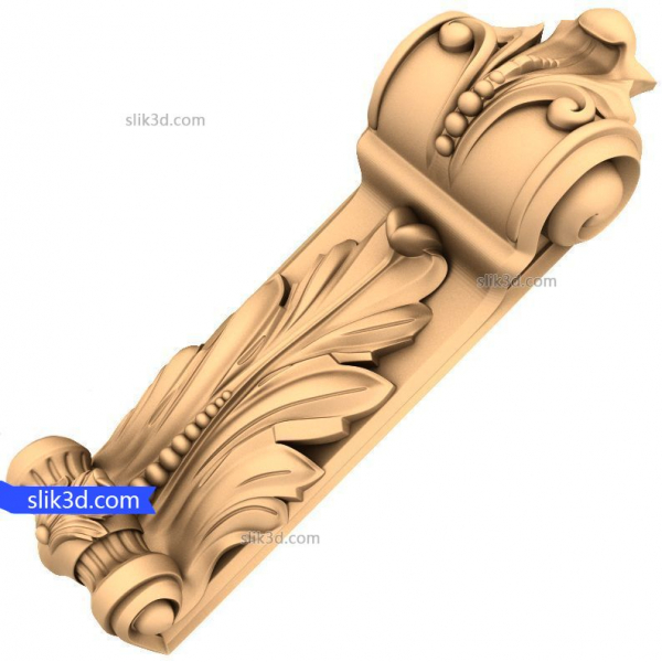 Ornate Floral Corbel 3D STL Model for CNC
