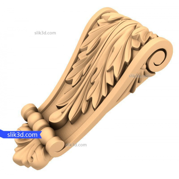 โมเดล 3D STL ของขายึดอะแคนทัสประดับสำหรับ CNC