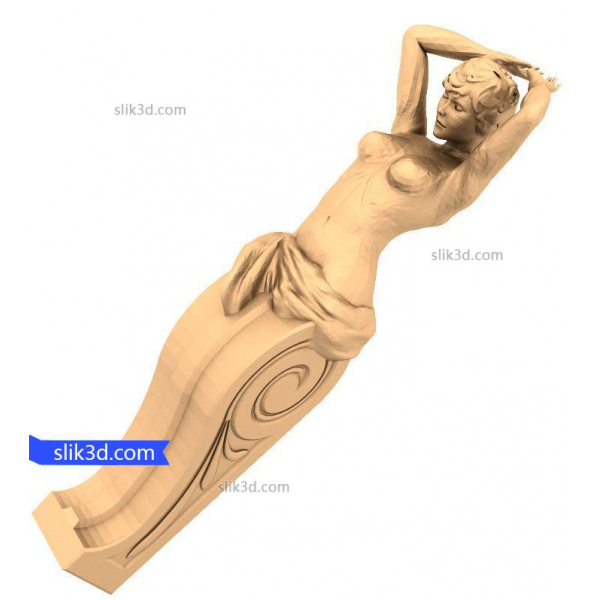 Elegantní vyřezávání sirén 3D STL model pro CNC