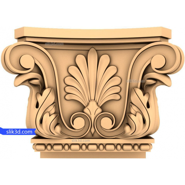 Flourish Corinthian Capital 3D STL Model for CNC