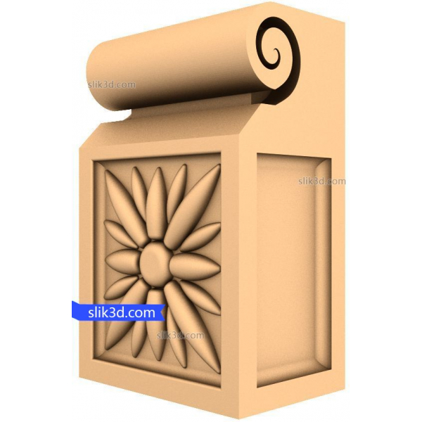 Floral Scroll Corbel 3D STL Model for CNC Floral Scroll Corbel 3D STL Model for CNC