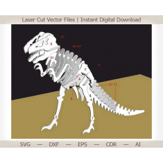 T-Rex Skeleton 3D Laser Cut Vector Template