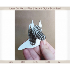 Doberman ຂັ້ ໓D ຫມາຫົວຫນ້າ–Laser ຕັດ Vector ໄຟລ໌