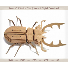 Stag Beetle 3D Laser Cut Vektor Šablona