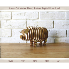 Little Pig 3D Laser Cut Vector Template