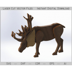 Elk - Berkas Vektor Pemotongan Laser 3D