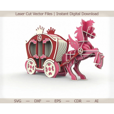 Brougham Pony Princess - Vector şablon Lazer Kəsmə