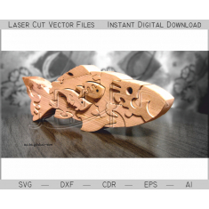 Ryby Puzzle Laser Cut Vektor - Zámkové Dřevěné Ryby Šablony