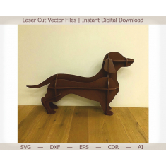 Dachshund Laser ຕັດແບບ Vector–Freestanding ຫມາ Shelf