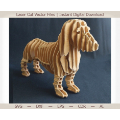 Dachshund ໓D Laser ຕັດແມ່ແບບ Vector