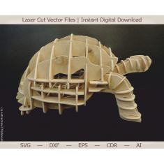 3D Turtle Laser Cut Mall Vektor -