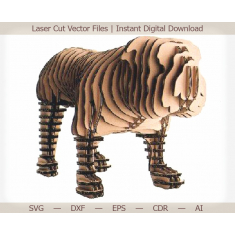 Bulldog ໓D ຂັ້ນ Laser ຕັດແມ່ແບບ Vector