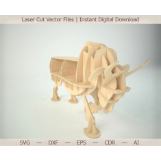 Bull ໓D ໄມ້ຕົ້ນ Laser ຕັດ Vector ໄຟລ໌
