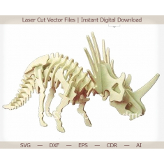 Triceratops Dinosaur Skeleton Laser Cut Vector