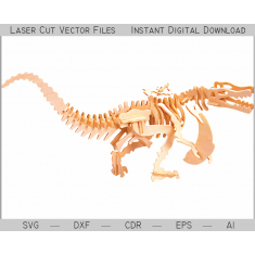 File Vektor Potongan Laser Teka-teki Kerangka Dinosaurus 3D
