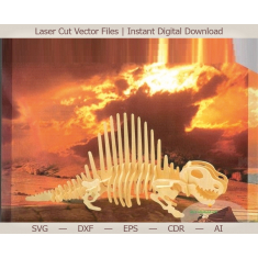 File Vektor Potongan Laser Kerangka Dinosaurus 3D