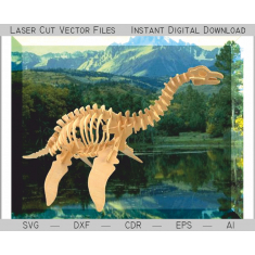 Plesiosaur Skelett 3D Laser Cut Vector Template