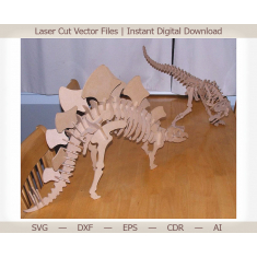 Stegosaurus Dinosaurus 3D Kostra - Laser Cut Vektor Šablona
