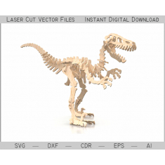 File Vektor Potongan Laser Kerangka Kayu Velociraptor