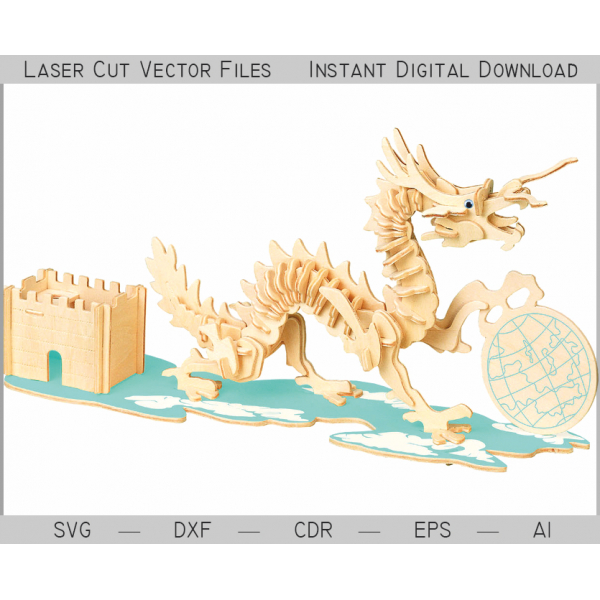 3D Dragon لیزر برش بردار قالب