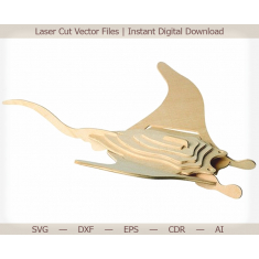 Manta Ray 3D Laser Cut Vector Template