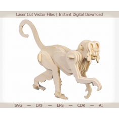 3D Monkey Laser Cut Vektor Šablona