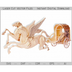 Pegasus with Carriage Laser Cut Vector Template