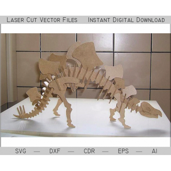 Stegosaurusa 3D Laser Rez Vektor Šablon Stegosaurusa 3D Laser Rez Vektor Šablon