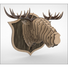 Kuboku olan Laylı 3D divar İlə Baş Лося - Vector Model Üçün Lazer Kəsmə