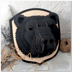Layered Bear Head Wall Trophy Vector Template