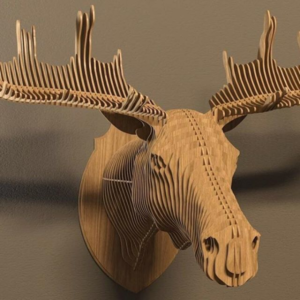 3D Elk Head Laser Cut Vector Template for Layered Wall Mount 3D Elk Head Laser Cut Vector Template for Layered Wall Mount
