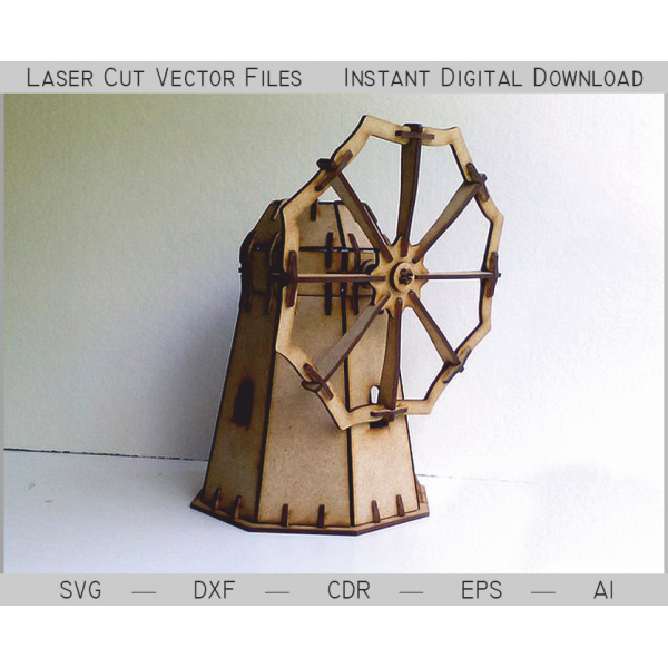Desktop Water Wheel Laser Cut Vector File - Instant Download Desktop Water Wheel Laser Cut Vector File - Instant Download