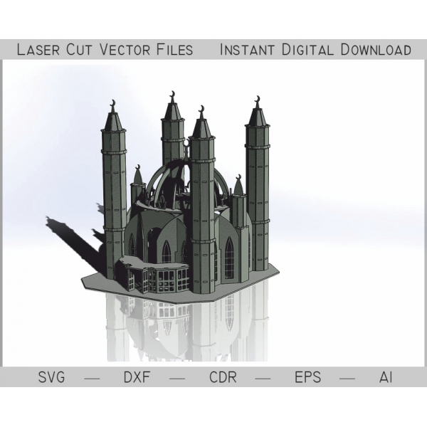 Kul Sharif Mosque Laser Cut Vector File for CNC and Laser Kul Sharif Mosque Laser Cut Vector File for CNC and Laser