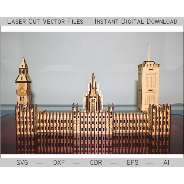 Big Ben Laser Cut Vektor-Fil — 3D Westminster-Modellen (SVG -, DXF -, AI) Big Ben Laser Cut Vektor-Fil — 3D Westminster-Modellen (SVG -, DXF -, AI)