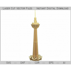 Kuala Lumpur Tower 3D cu Laser Tăiat Vector Șablon
