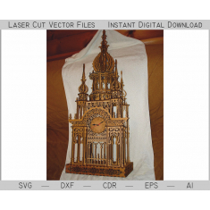 Adornado Torre Del Reloj De Corte Láser De Vector De Plantilla