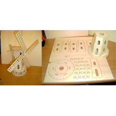 Fabrică De Placaj — Tăiat Cu Laser Moară De Vânt Vector Șablon