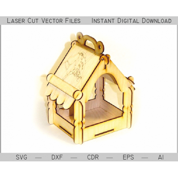 Bird Feeder Laser Cut Vector Template - Instant Download Bird Feeder Laser Cut Vector Template - Instant Download