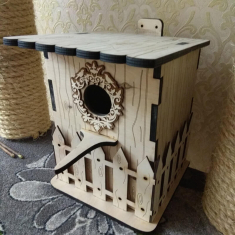 خوبصورت Birdhouse ویکٹر سانچے کے ساتھ آرائشی فریم اور دھرنا باڑ